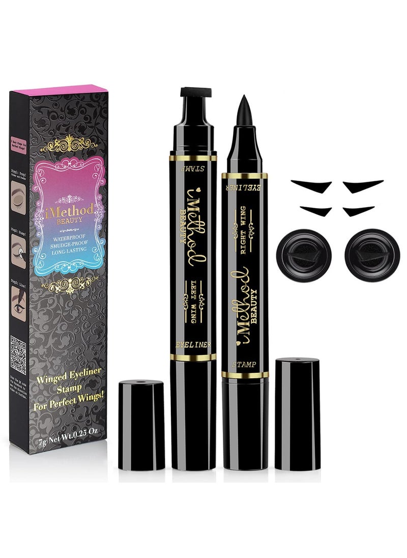 iMethod NEW 2-Pen Winged Eyeliner Stamp - All Eye Shapes, Perfect Wing Cat Eye Liner, Waterproof & Smudge-proof, 8 mm