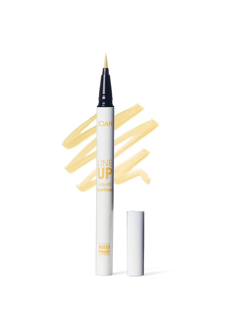 JOAH Line Up Liquid Eyeliner, Waterproof Liner Pen with Precision Felt Tip, Korean Makeup, Smudge Proof, Long Lasting All Day Wear, Strengthens Lash, Cruelty Free Formula, Lemon