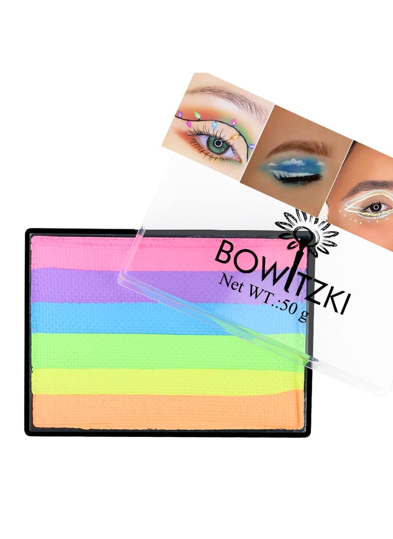 Bowitzki 50g Pastel Color Split Cake Water Activated eyeliner UV neon Graphic eye liner Hydra Liner Rainbow Easter Glow Face Body Paint Makeup