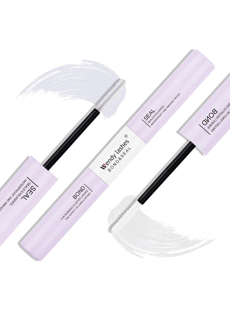 Lash Bond and Seal for Eyelash Cluster: 2 in 1 Glue, DIY, Strong & Flexible Hold, 5ml Clear-Bond, 5ml Clear-Seal, Wendy Lashes, ST29-3