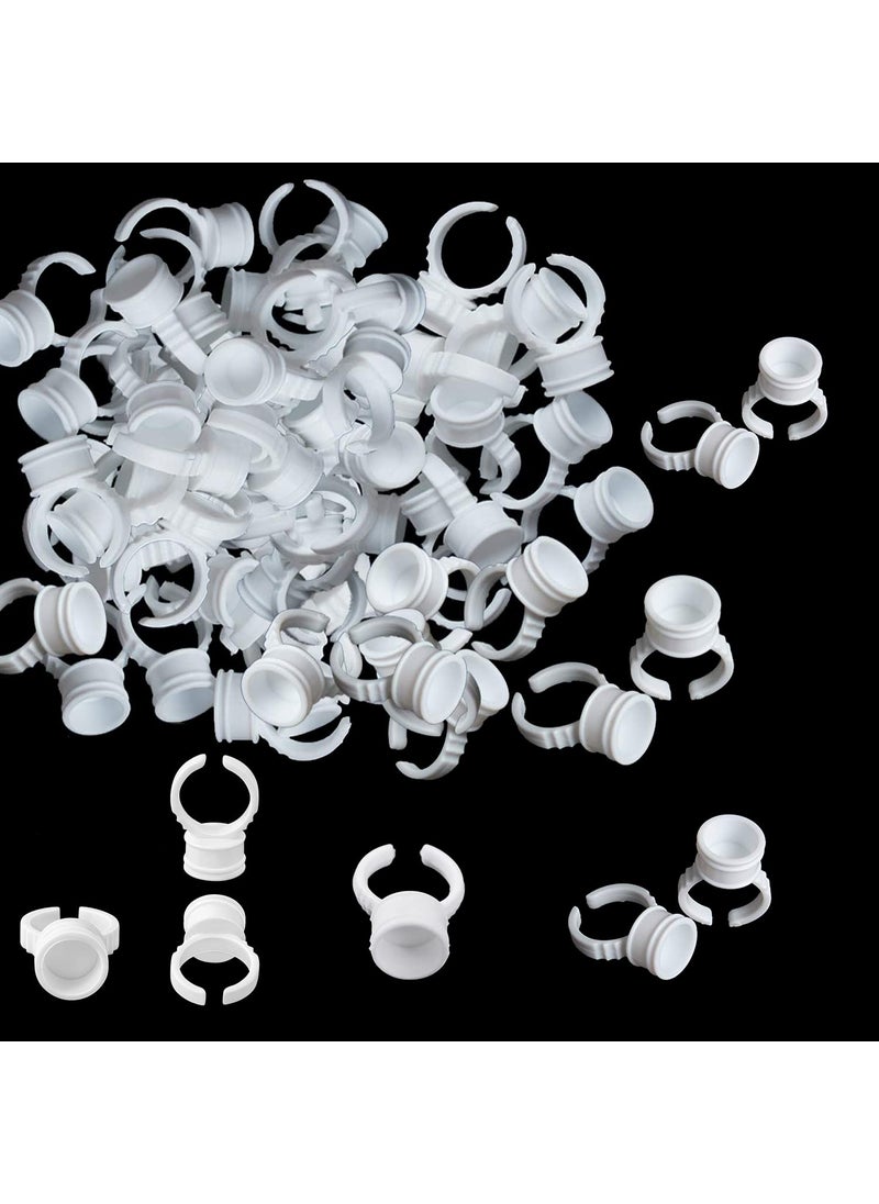 400PCS Glue Rings for Eyelash Extensions Disposable White Tattoo Ink Rings Lash Glue Holder for Nail Art Pigment Rings for Microblading