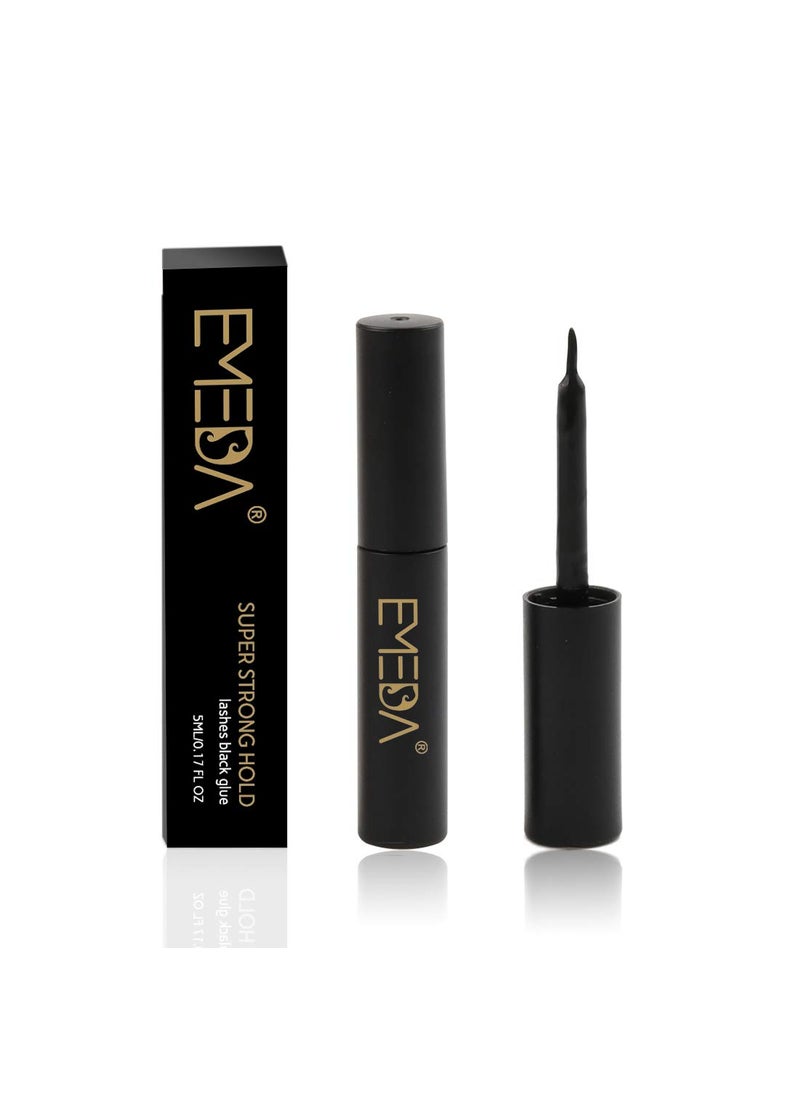EMEDA Latex Free Black Eyelash Glue Super Strong Hold False Eyelash Glue Long Lasting 24H Waterproof Strip Eyelash Adhesive (0.17 fl.oz)