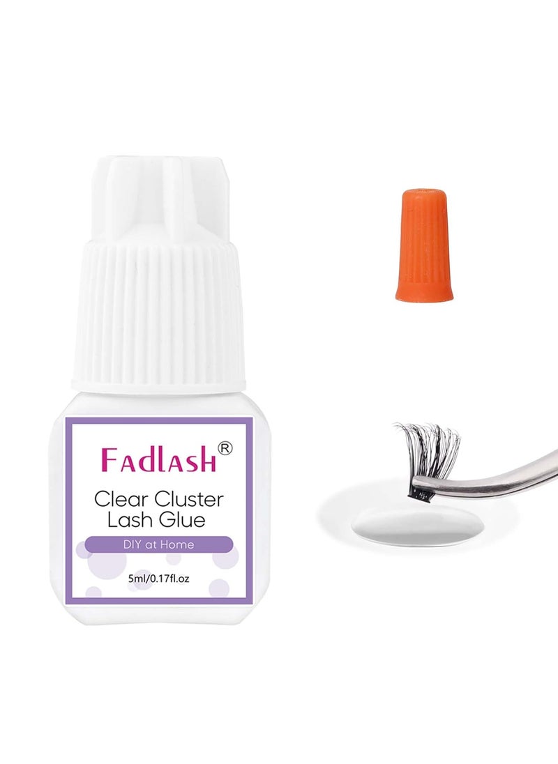 Cluster Lash Glue Clear Individual Lash Glue 7-15 Days Retention 2-3s Dry Time Lash Extension Glue Clear Eyelash Glue DIY Lash Extension Glue 5ml