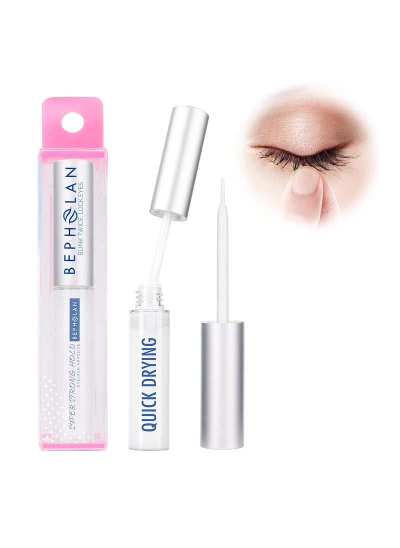 BEPHOLAN Eyelash Glue, Super Strong Hold for False Eyelashes, Lash Glue, Eyelash Adhesive, Latex Free, Suitable for Sensitive Eyes, Waterproof, White 0.176 oz