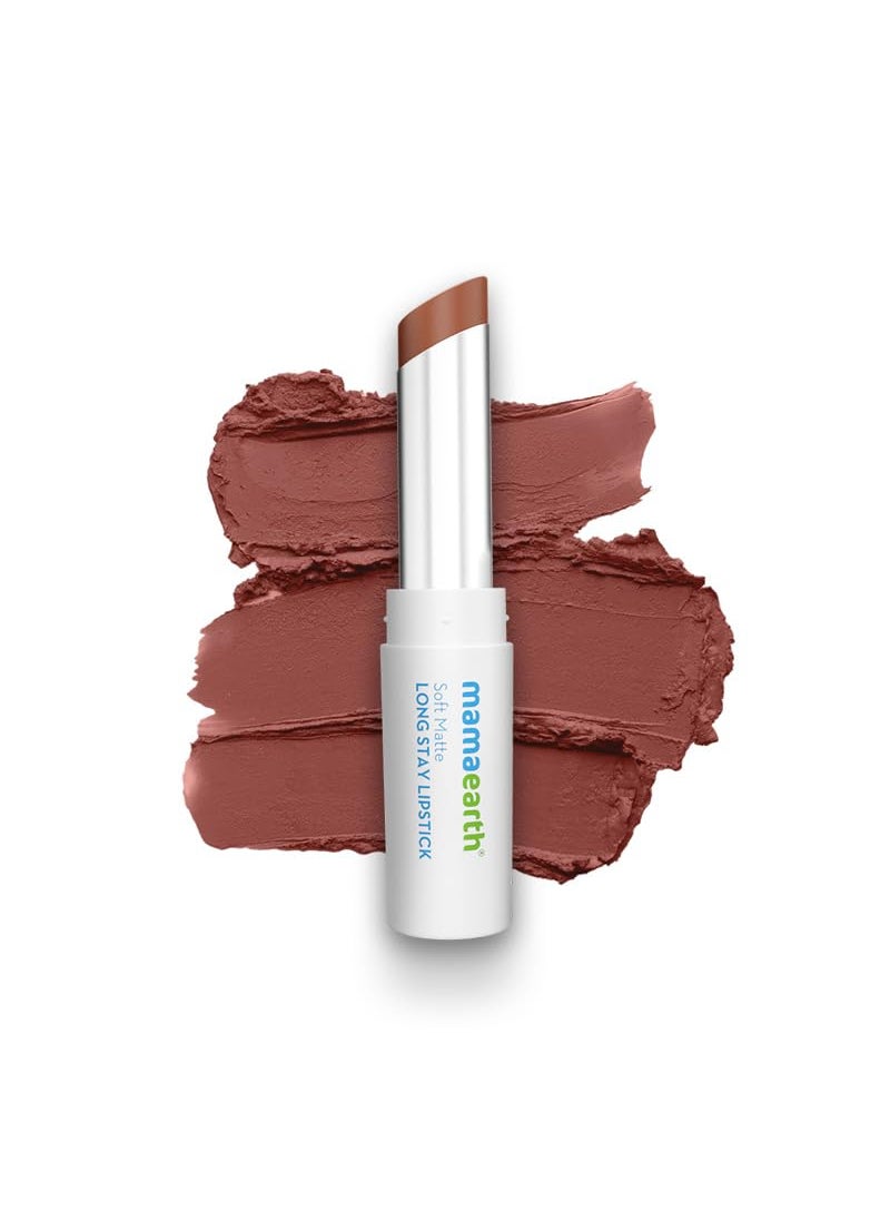 Mamaearth Soft Matte Hydrating Lipstick (01 - Mocha Brown) | 12-Hour Long Stay Lightweight Formula | Waterproof & Non-Drying | Smooth Matte Finish | 0.12Oz/3.5g