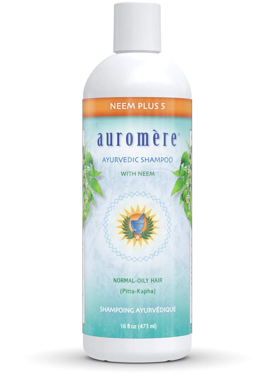 Auromere Ayurvedic Shampoo, Neem + 5 - Vegan, Cruelty Free, Non-GMO, Natural, Gluten Free, Sulfate Free, Paraben Free for Normal to Oily Hair (16 fl oz), 1 Pack
