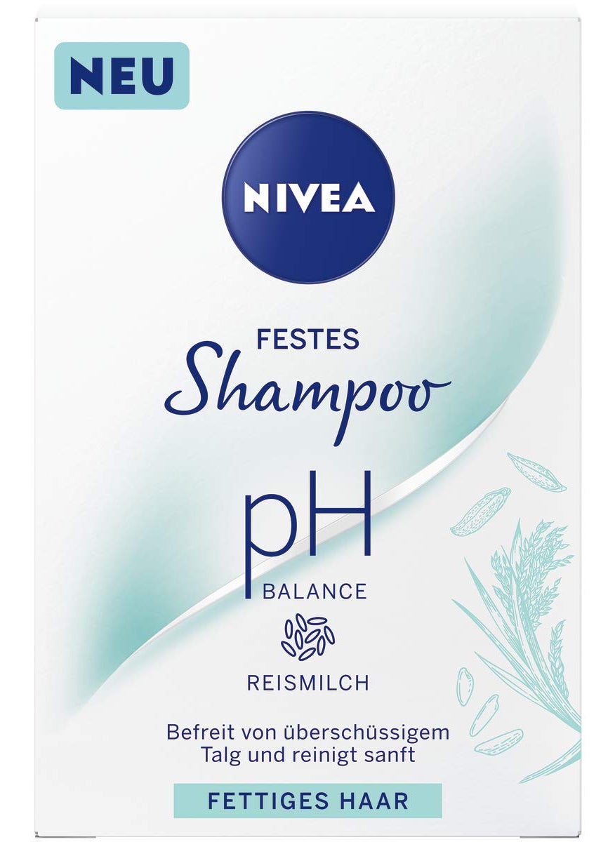 NIVEA Solid Shampoo with Rice Milk, pH-Balanced Formula, Oily Hair, Vegan, 25-30 Washes