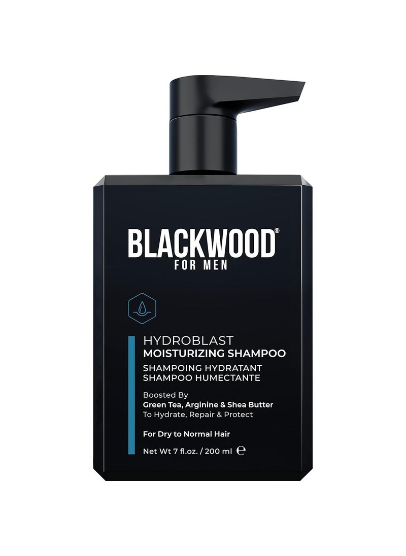 Blackwood For Men Hydroblast Moisturizing Shampoo - Men's Shampoo for Coarse, Dry, & Curly Hair-Infused with Ginseng & Ginger - Natural Vegan Formula -Sulfate Free, Paraben Free & Cruelty Free (7 Oz)