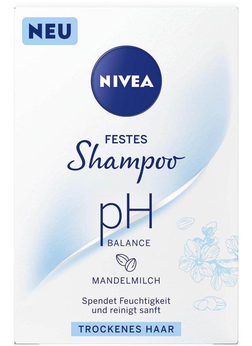 NIVEA Solid Shampoo Bar for Dry Hair, pH Balance Formula with Almond Milk, Vegan, 2.65 oz, 25-30 Washes