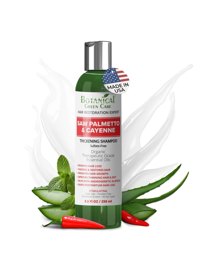Saw Palmetto & Cayenne Shampoo, Thickening shampoo for thinning hair, Hair loss shampoo, sulfate free