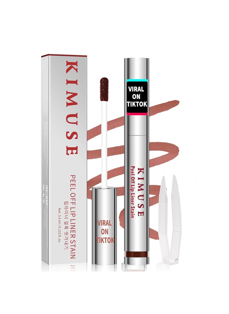 KIMUSE Peel Off Lip Stain, Long Lasting Lip Stain Peel Off with Tweezer, Waterproof Lip Liner Stain, Transfer-Proof, Highly Pigmented Color, Matte Finish