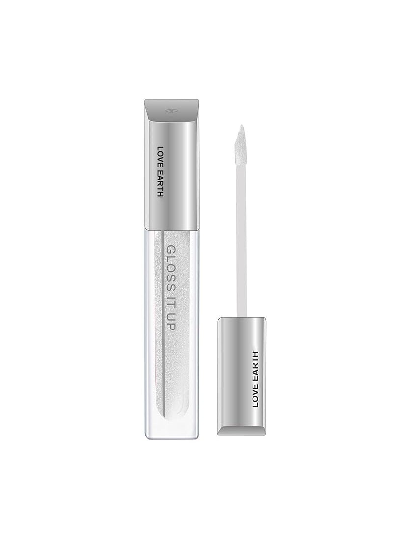 Love Earth Liquid Lip Gloss Love Magnet For Soft & Dewy Lips Enriched With Vitamin E & Almond Oil, Lip Color For Glossy Look, Lightweight Non Sticky Lip Shiner For Moisturizing Lips 3ml,Silver Glitter