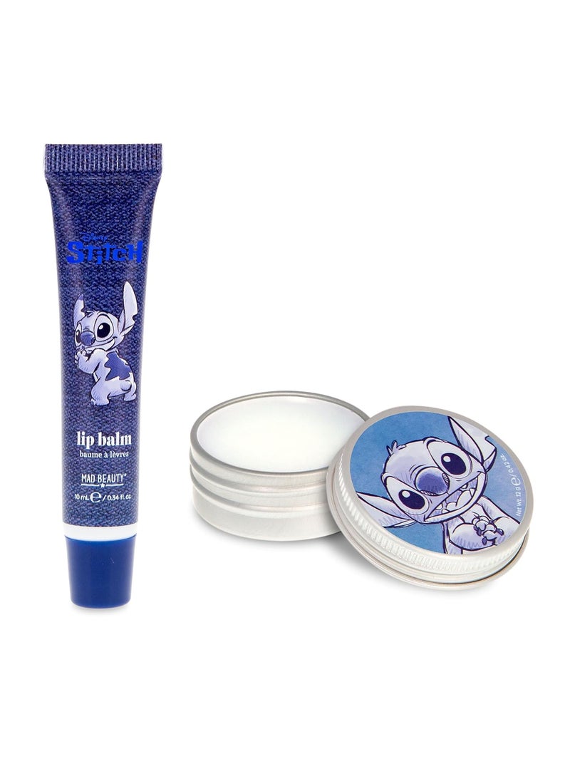 Disney Stitch Denim Lip Balm Duo  Mad Beauty  Blueberry Scent  Lip Care Gift Set  CrueltyFree  Skincare Gift for Women Adults and Kids
