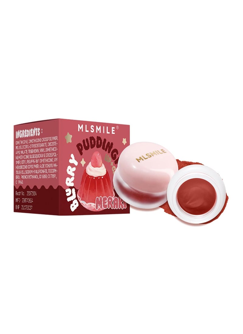 Lip and Cheek Blurring Pudding Pot, Blurry Pudding Pot, Buildable and Lightweight, Multi-Purpose Blurring and Mousselike Pudding Pots for Lips and Cheek(Meraki)