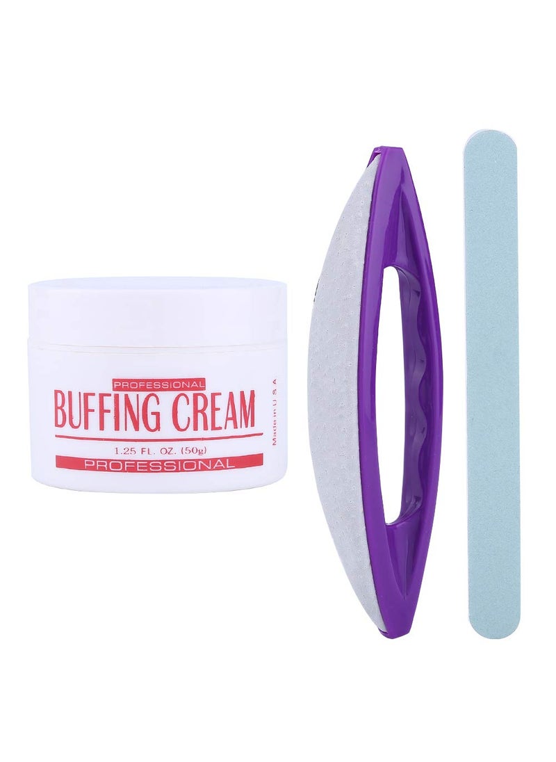 3Pcs/Set Nail Art Buffer Cream & Brush - Varnish Polishing Strip & Trim - Grinder File