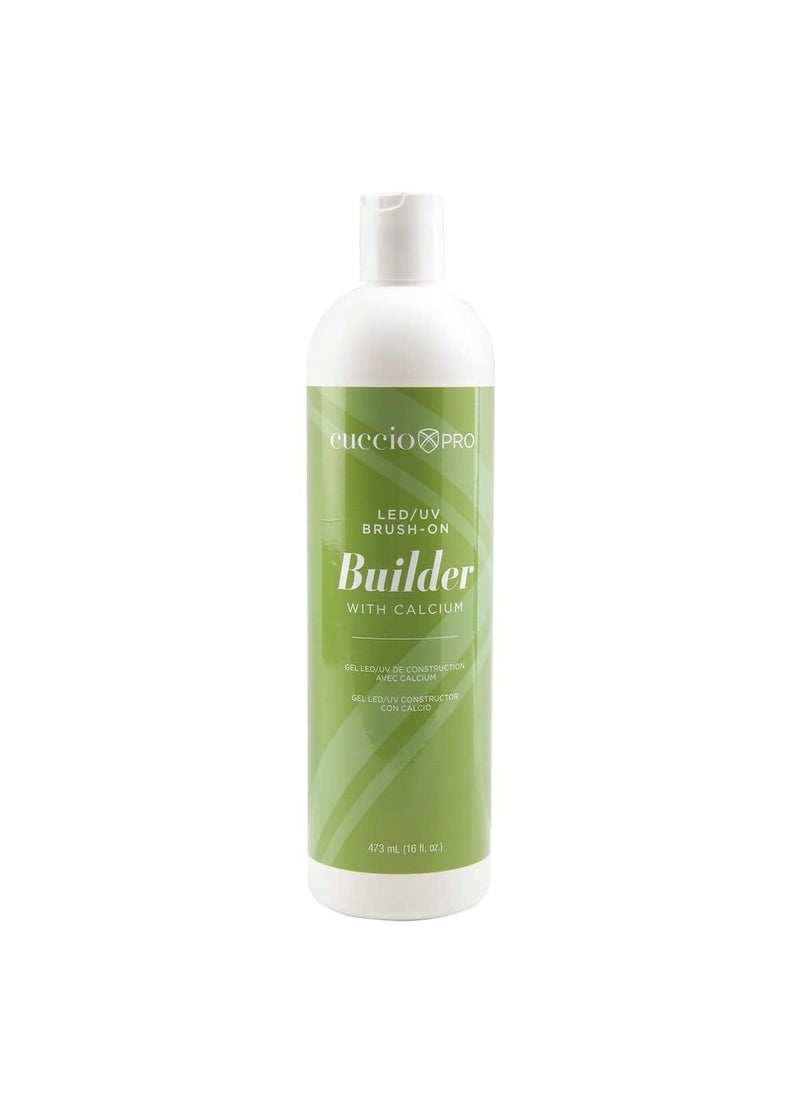 uccio Pro Brush-On Builder Gel with Calcium – LED and UV Self-Leveling Formula – Soak-Off Gel with Hard Gel Strength – Chip-Resistant Clear Finish – 16 oz