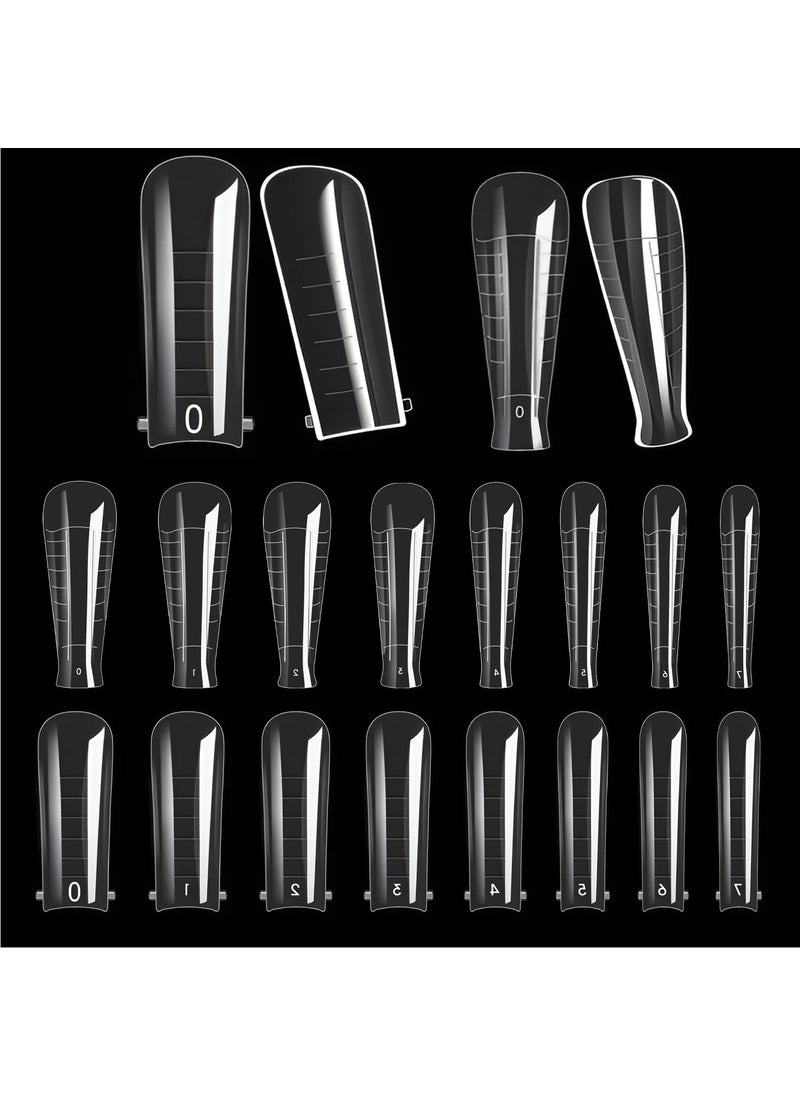 Makartt Dual Forms: Clear Molds for Poly Nail Gel, 72PCS, Square Coffin Shape, Full Cover Acrylic Tips, with Scales, Manicure Tools Salon Home DIY Supplies