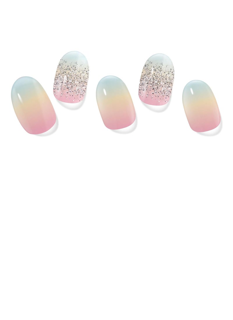Gel Nail Strips No UV Light Needed, 22Pcs Graduated Rainbow Gel Nail Stickers for Women, Long Lasting Nails Polish Strip, Easy Apply& Remove