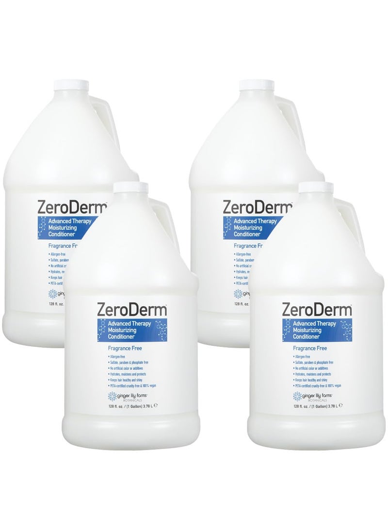 Ginger Lily Farms Botanicals ZeroDerm Advanced Therapy Moisturizing Conditioner for All Hair Types 100 Vegan CrueltyFree Fragrance Free 1 Gallon Refill Pack of, White, Unscented, 4 Count, (Pack of 4)