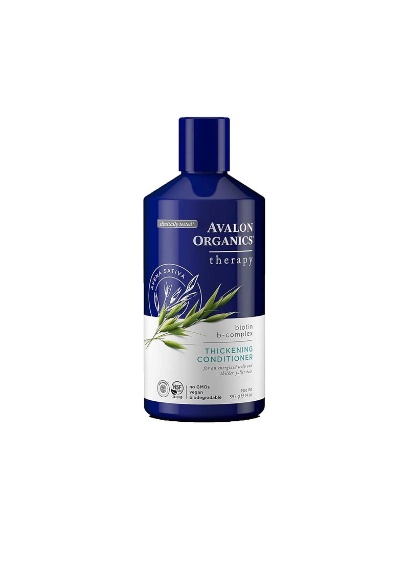 Avalon Organics Therapy Biotin B-Complex Thickening Conditioner, For an Energized Scalp and Thicker, Fuller-Looking Hair, 14 Fluid Ounces