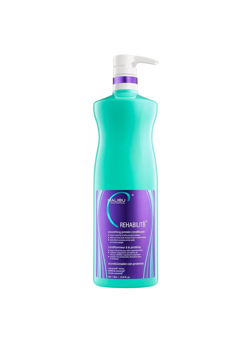 Malibu C REHABILIT8 Smoothing Protein Conditioner - Replenishes Hair Protein & Amino Acids to Prevent Breakage - Hydrating Conditioner for Damaged Hair