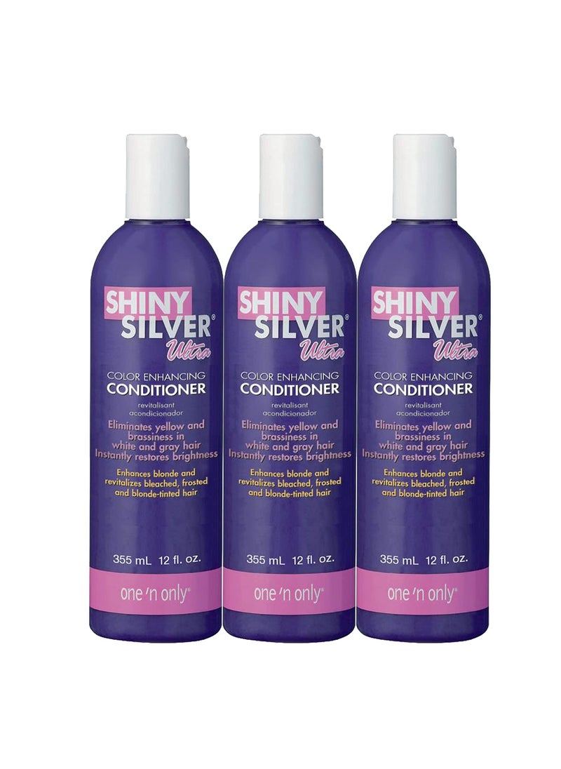 Shiny Silver Conditioner Ultra Color Enhancing 12 Ounce (354ml) (3 Pack)