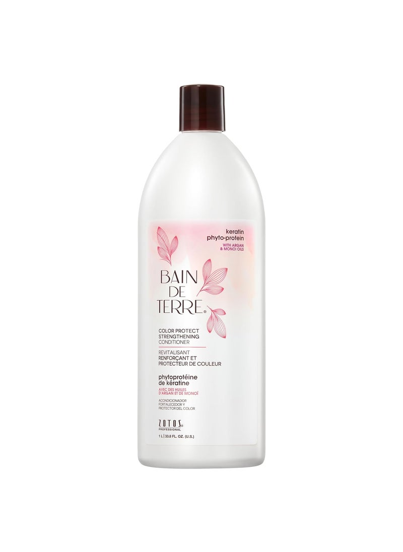 Bain de Terre Keratin Phyto-Protein Color Protect Strengthening Conditioner, Color-Safe Strengthening for Weak & Damaged Hair, Sulfate-Free, Paraben-Free