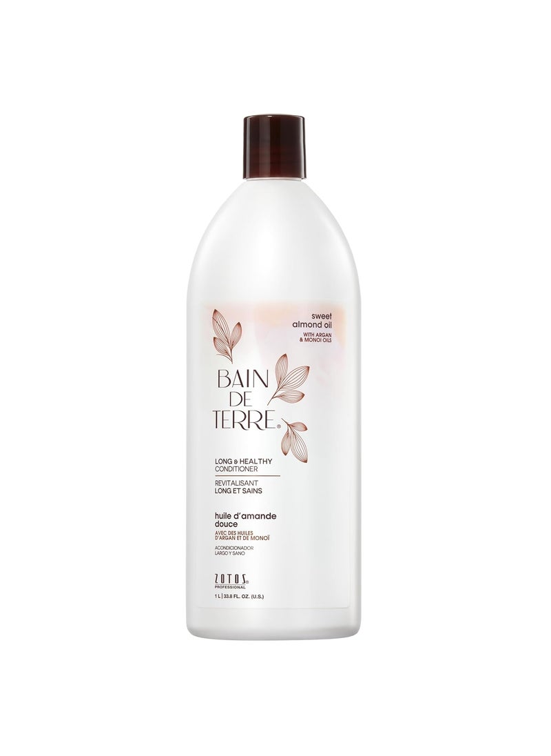Bain de Terre Sweet Almond Oil Long & Healthy Conditioner, Strength & Protection for Weak, Damaged Hair, with Argan & Monoi Oils, Paraben-Free, Color-Safe, Vegan