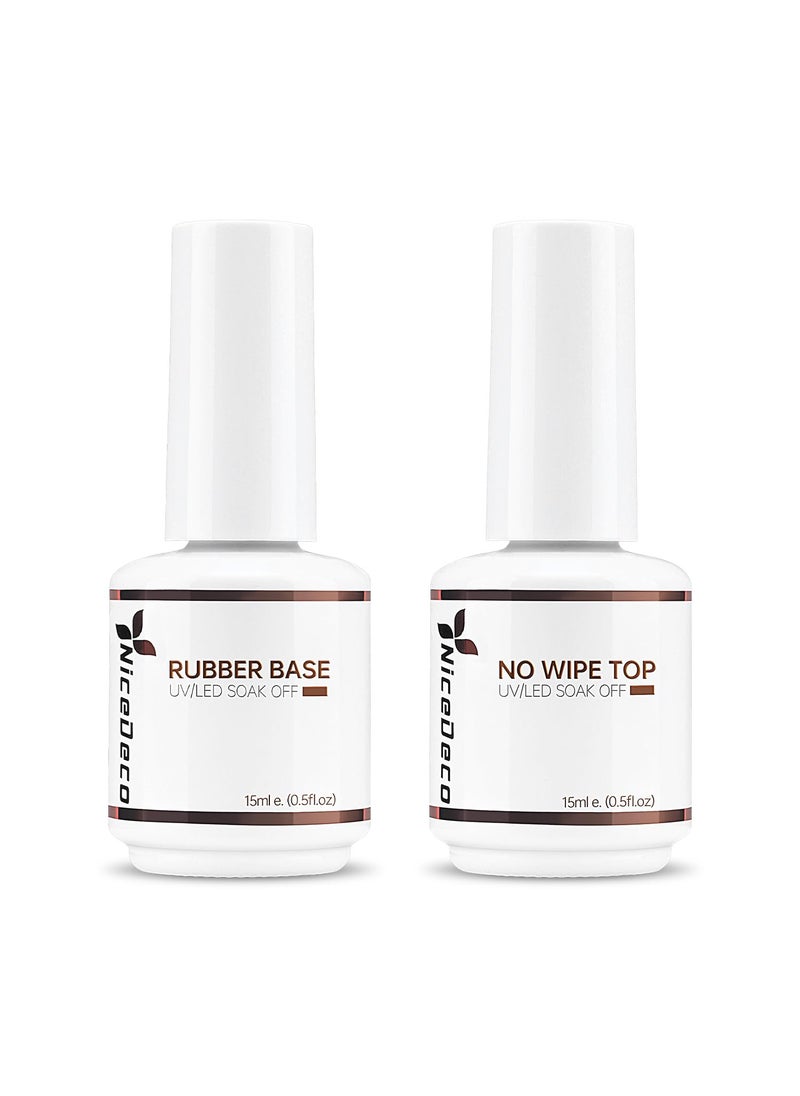 Hema Free Clear Rubber Base Gel Polish and No Wipe Gel Top Coat Cruelty Free Vegan Glossy Shinny Gel Nail Polish