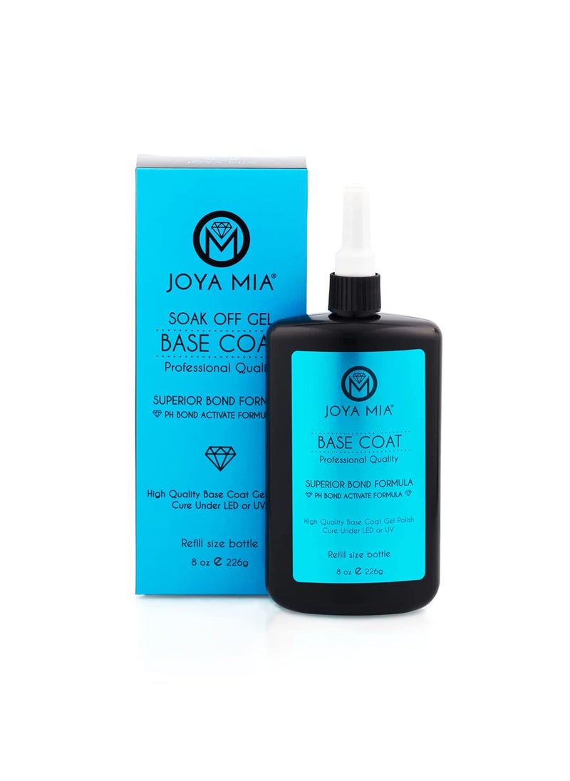 JOYA MIA - Base Coat Gel Polish, Gel Base Coat for Acrylic & Gel Nails, Super Adhesive Base Coat Gel Nail Polish, Soak Off Gel Polish for Professional & DIY Manicure, 8 oz Refill