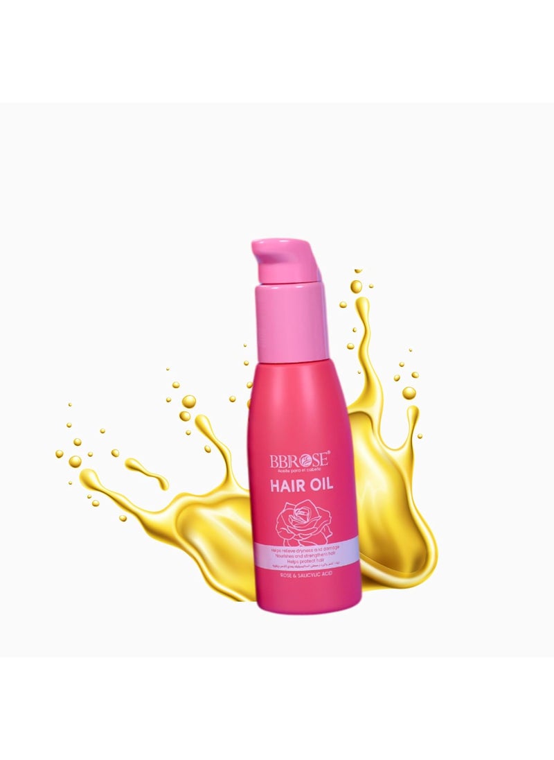 Rose Hair Oil 100ml – Nourishing, Hydrating & Strengthening Hair Treatment for All Hair Types, Enriched with Natural Rose Extracts, Promotes Hair Growth & Adds Shine
