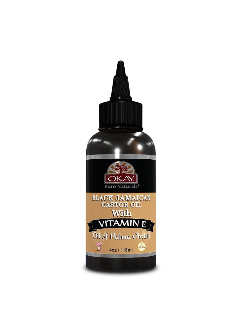 OKAY BLACK JAMAICAN CASTOR OIL with VITAMIN E and PANTHENOL 4oz / 118ml