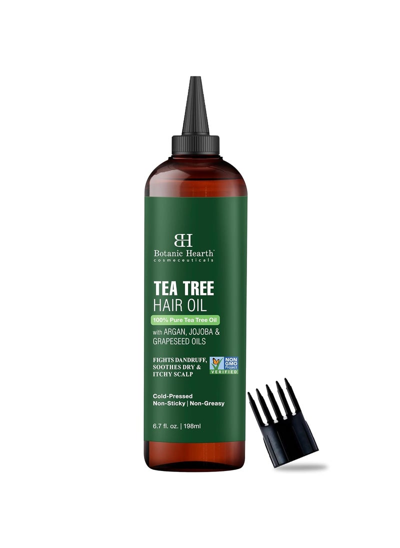 Botanic Hearth Tea Tree Oil for Hair (6.7 fl oz) | With Jojoba & Grapeseed Oils | Soothes Itchy Scalp & Fights Dandruff | Non GMO Verified