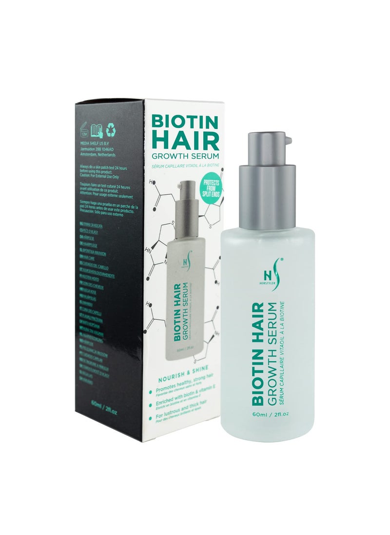 HerStyler Biotin Hair Serum for Women - for Dry and Damaged Hair - Boosts Shine, Hair Growth, Thickening - Non Greasy - 2 Fl. Oz. (1 Pack)