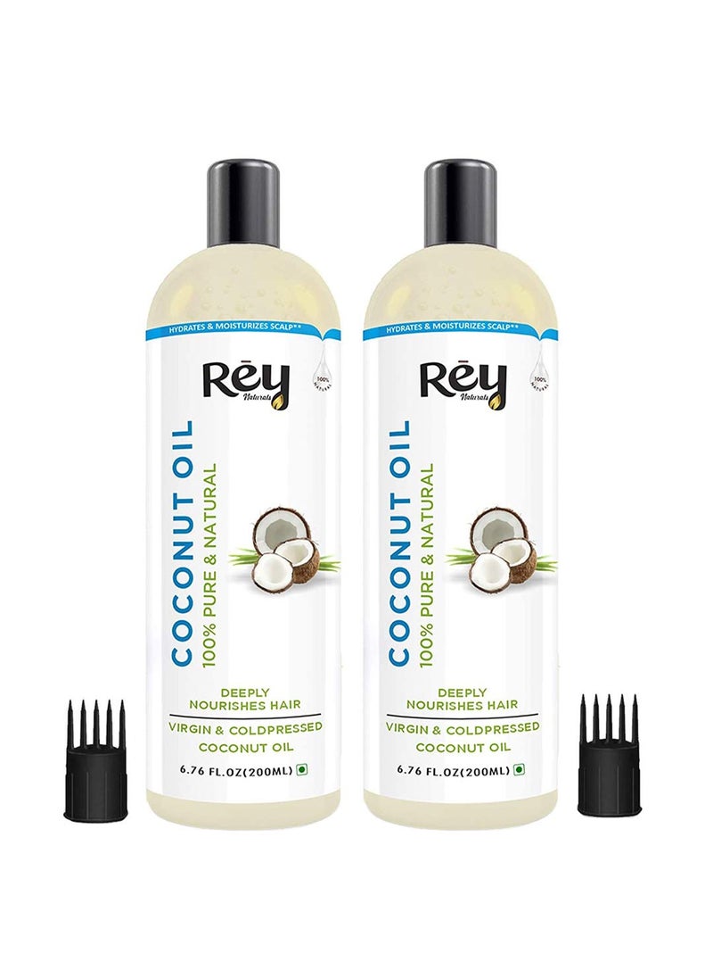 Cold Pressed Coconut oil for hair and skin - 100% Pure & Natural Hair Oil (400ml) - (200ml x 2)