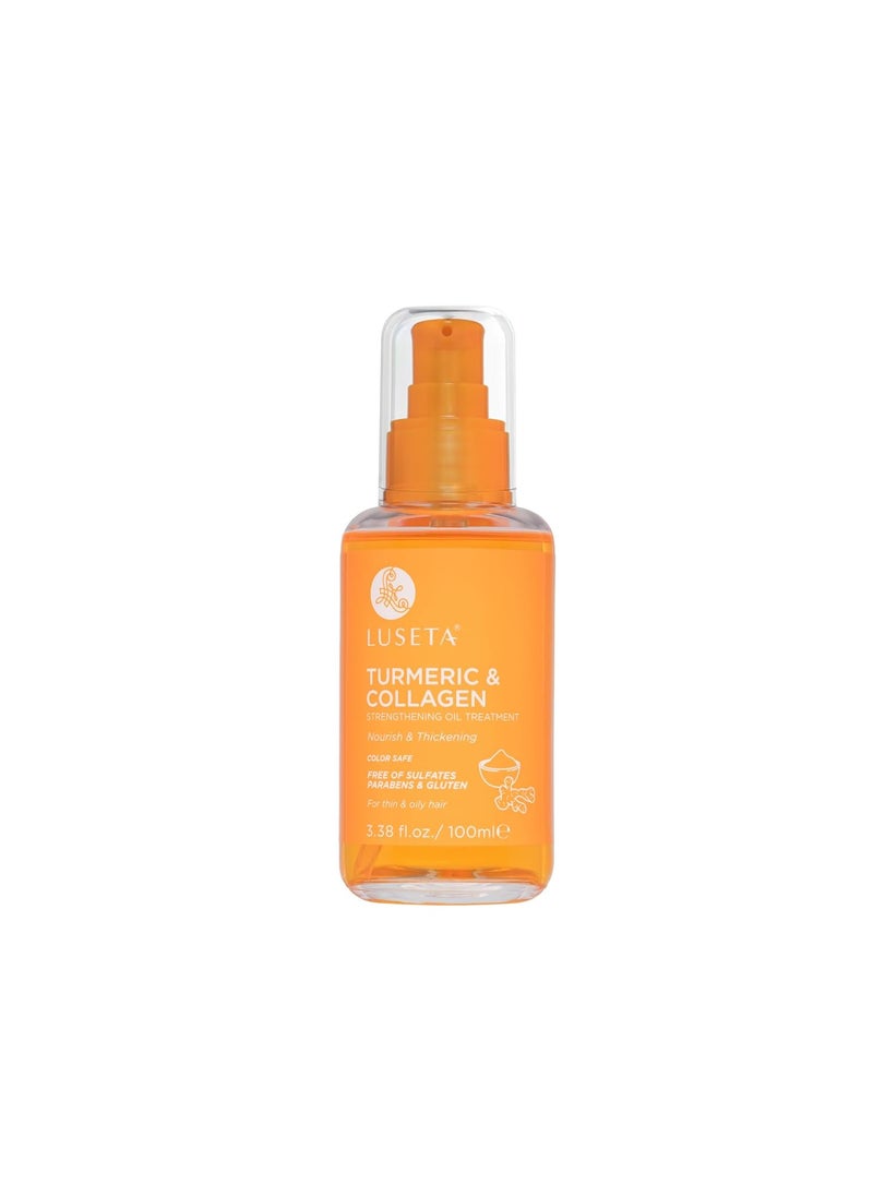 Luseta Turmeric & Collagen Hair Serum for Damaged and Thining Hair, Strengthening Oil Treatment Preventing breakage for Women and Men Adding Shine 3.38oz