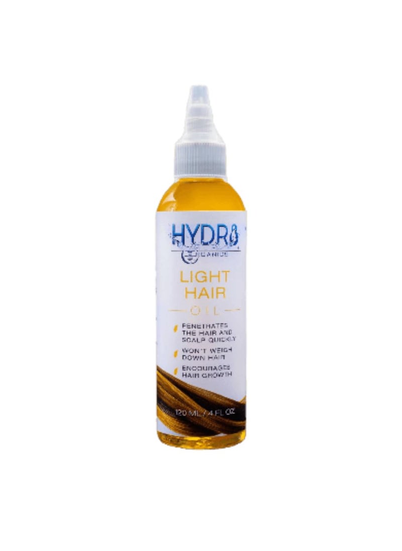 Hydr8 Organics Light Hair Oil for Fine, Wavy, Curly Hair - Weightless Moisturizing Oil for Soft, Shiny, Frizz-Free Hair - 100% Natural, Organic Hair Treatment, 4oz