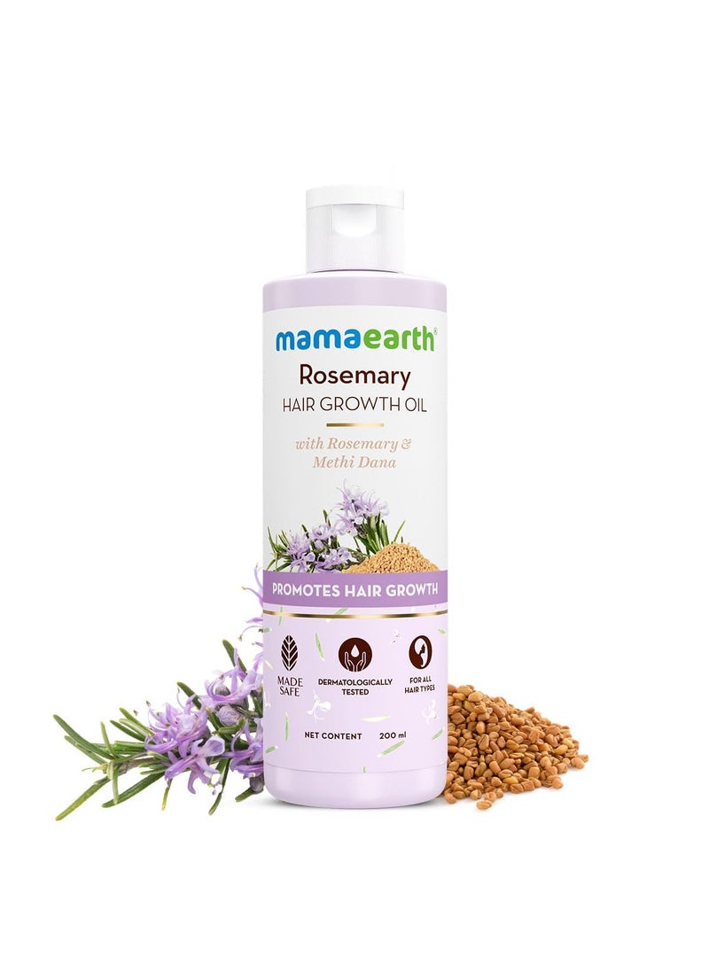Mamaearth Rosemary Hair Growth Oil | Anti Hair Fall Tonic | Strengthening Oil with Fenugreek Seed | Gives Soft, Smooth, Shiny & Strong Hair | 6.76 Fl Oz/200 ml