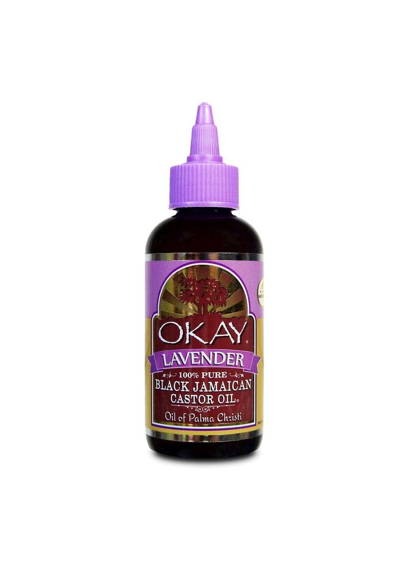Okay Pure Naturals Black Jamaican Castor Oil - Castor Oil for Hair Growth, Moisture for Skin, Face, Scalp, Eyelashes, Eyebrows - Hair Oil for Men & Women - Lavender, 4 Oz