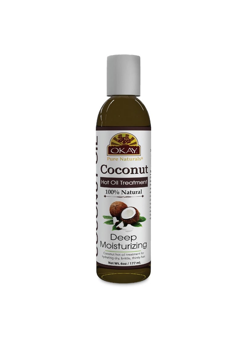 OKAY | Coconut Hot Oil Treatment | For All Hair Types & Textures | Deeply Penetrating | 100% Natural | Free of Paraben, Silicone | 6 oz