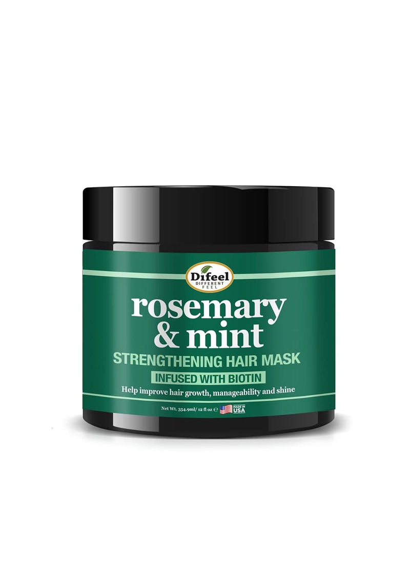 Difeel Rosemary and Mint Strengthening Hair growth Mask with Natural Rosemary Oil and Biotin 12 oz.
