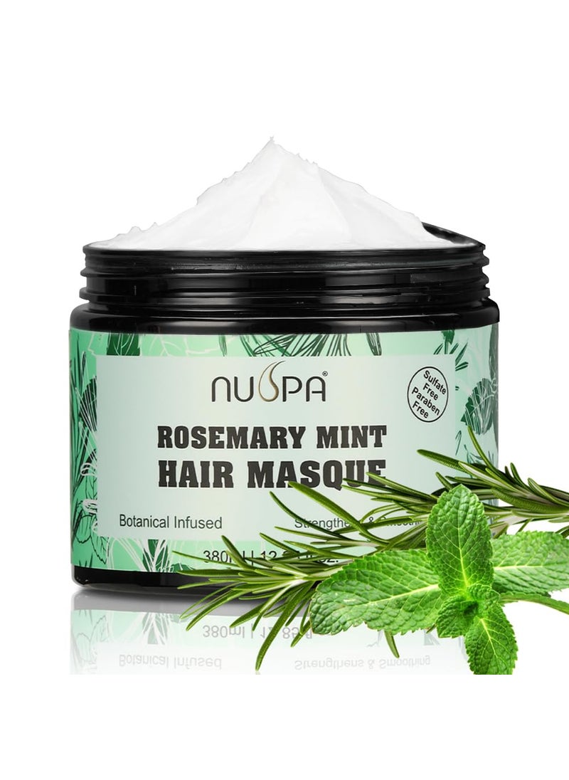 Rosemary Mint Strengthening Anti Hair Loss Hair Mask ,Deep Conditioning Soothing Hair Masque Infused Natural Sulfate Free Smoother Fluffier Hair Regrowth Treatment for Frizzy Dry ,No Fragrance