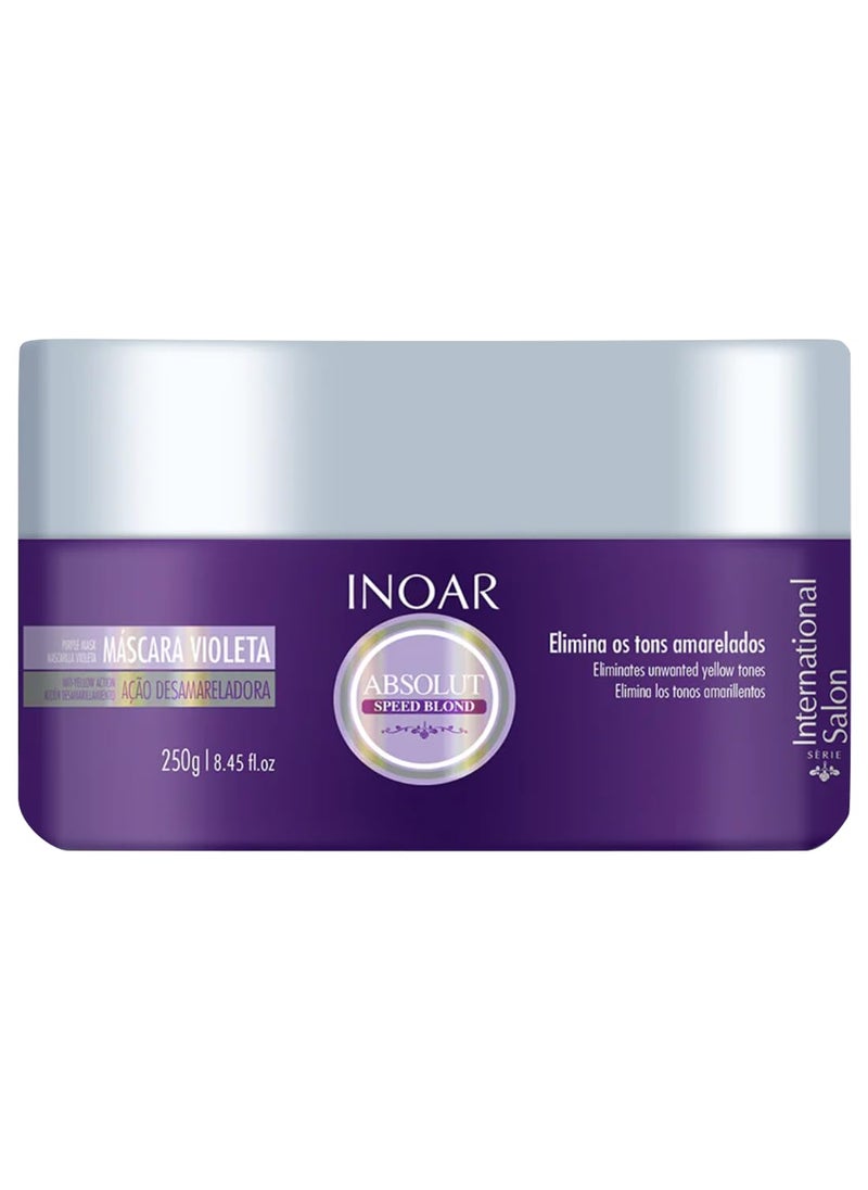 INOAR – Speed Blond Mask– Anti Yellowing Nourishing Hair Treatments, Hair Care for Blonde, Silver, Grey - Vegan Hair Product - Cruelty Free Haircare for Men and Women (8.8 oz.)