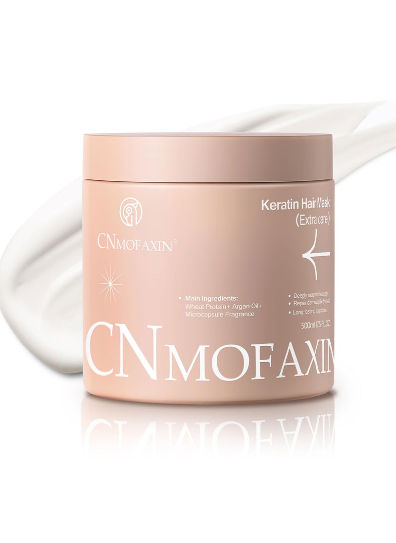 Keratin Hair Mask & Deep Conditioner, Hydrating & Deep Conditioning Repair with Wheat Protein & Argan Oil for Dry, Damaged, or Color-Treated Hair, Anti-Frizz Hair Treatment - 17.5 Oz.