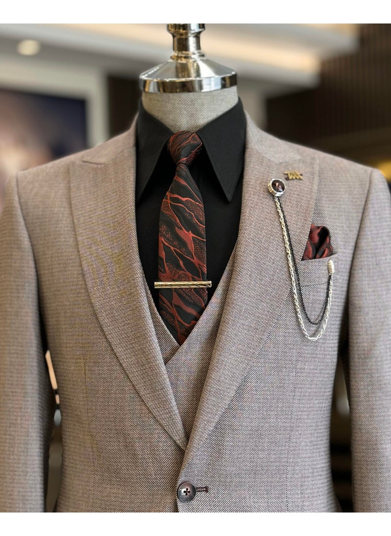 Tailor Adem Altun Italian Style Jacket Vest Trousers Suit Claret Red T12561