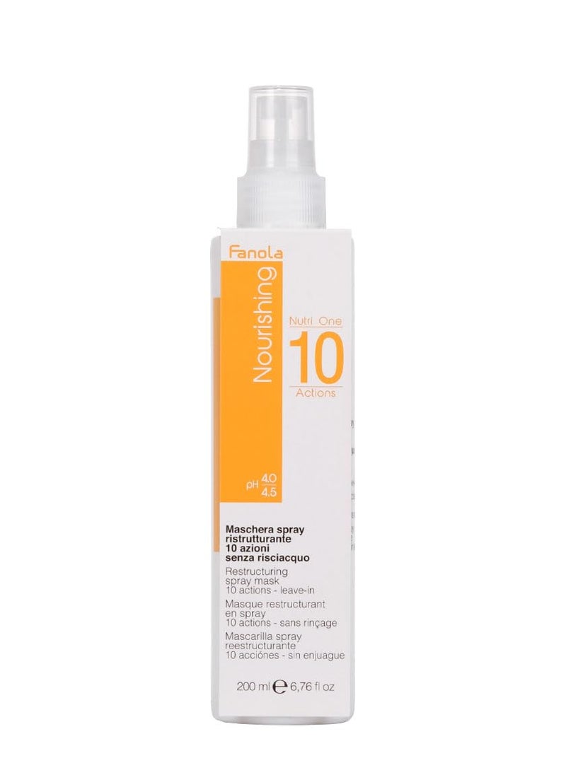 Fanola Restructuring Leave In Hair Mask for Damaged Hair - 10-in-1 Hydrating Spray Treatment - Heat Protectant for Dry & Frizzy Strands - Enriched With Milk Proteins & Argan & Linseed Oil (6.76 Fl oz)