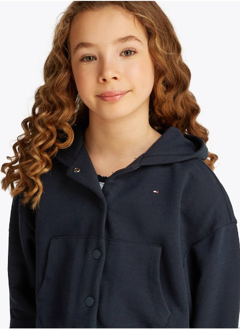 Girls' Wide Leg Trousers - Cotton Blend, Blue