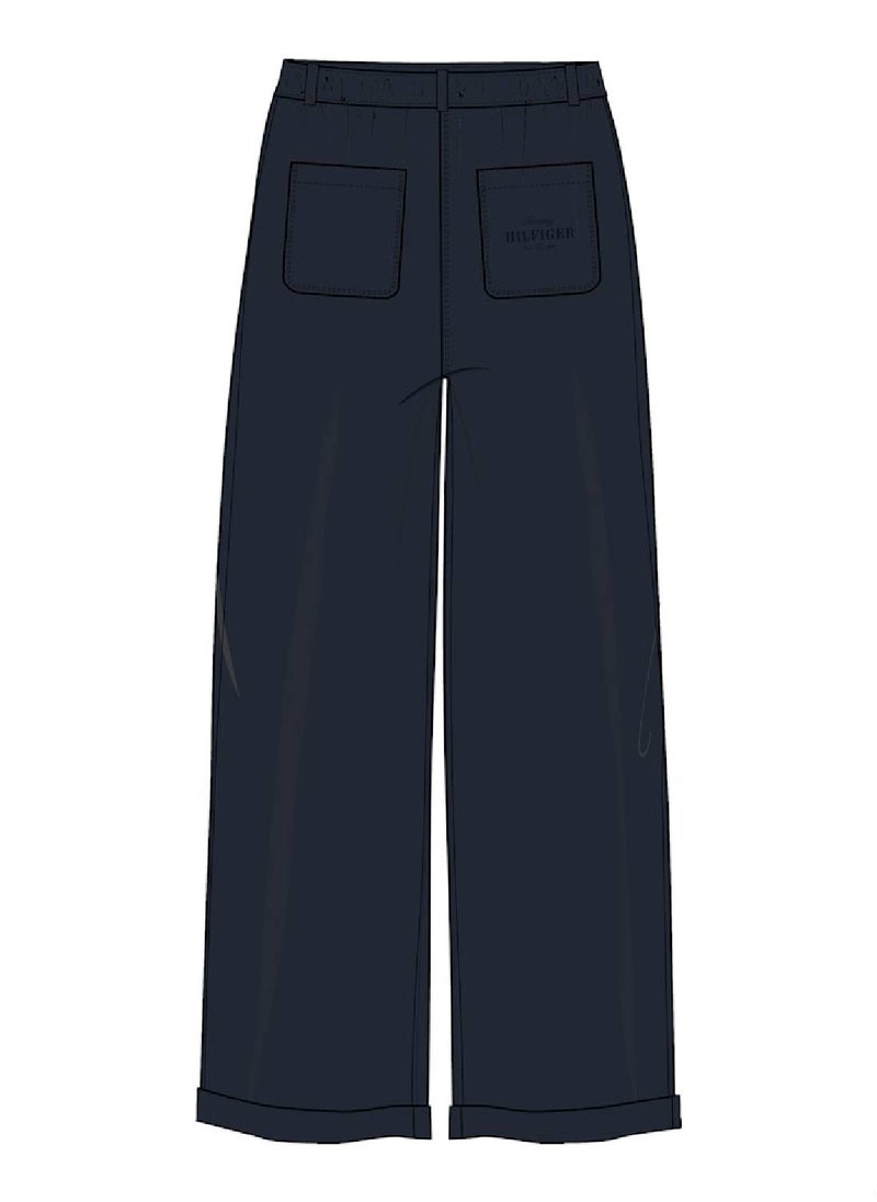 Girls' Wide Leg Trousers - Cotton Blend, Blue