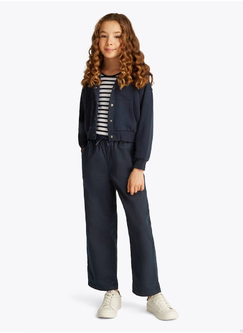 Girls' Wide Leg Trousers - Cotton Blend, Blue