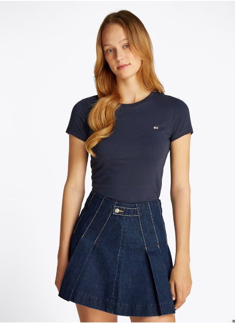 Women's Slim T-Shirt - Cotton, Blue